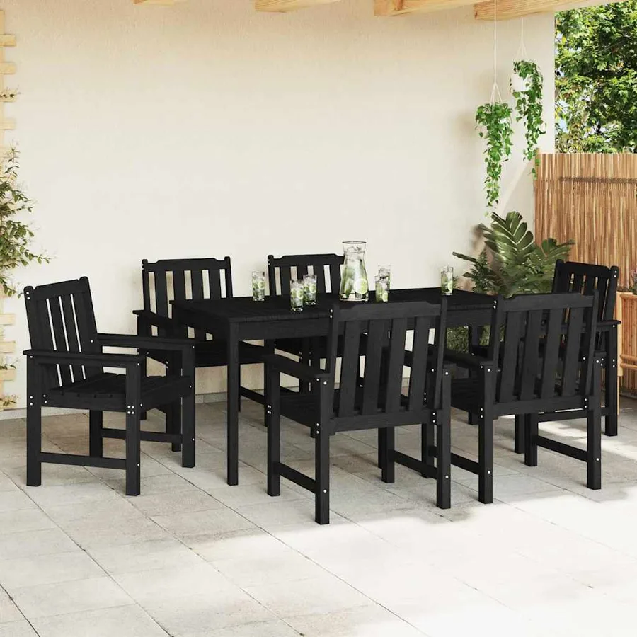 Chaise de jardin 6 pcs Noir 65,5 x 59 x 88 cm Polyéthylène - 3