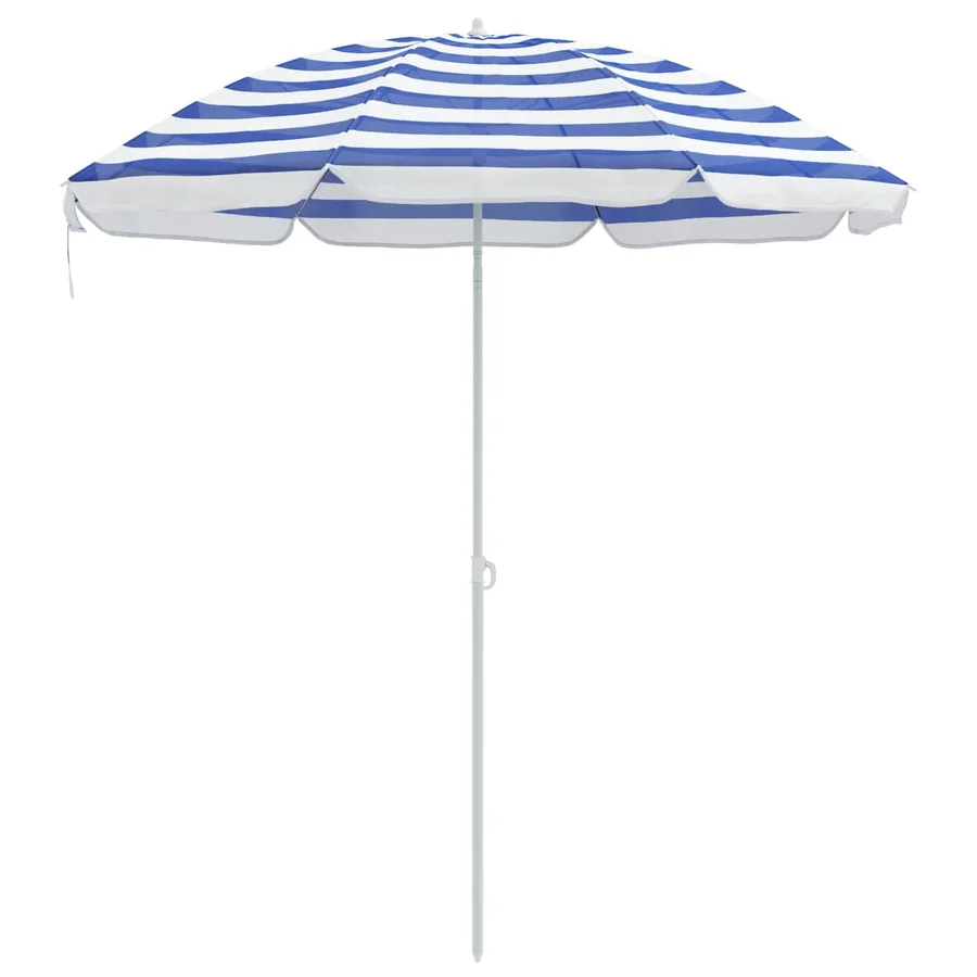 Parasol de jardin 240 cm polyester 170T Bleu et Blanc - 2