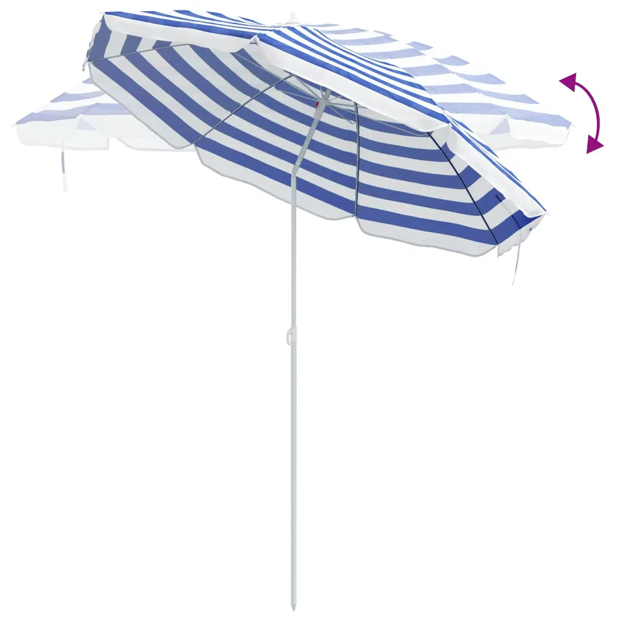 Parasol de jardin 240 cm polyester 170T Bleu et Blanc - 6