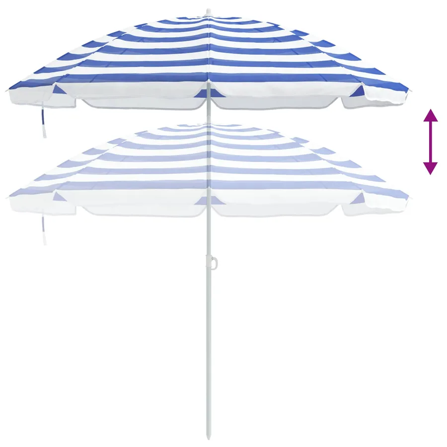 Parasol de jardin 240 cm polyester 170T Bleu et Blanc - 7