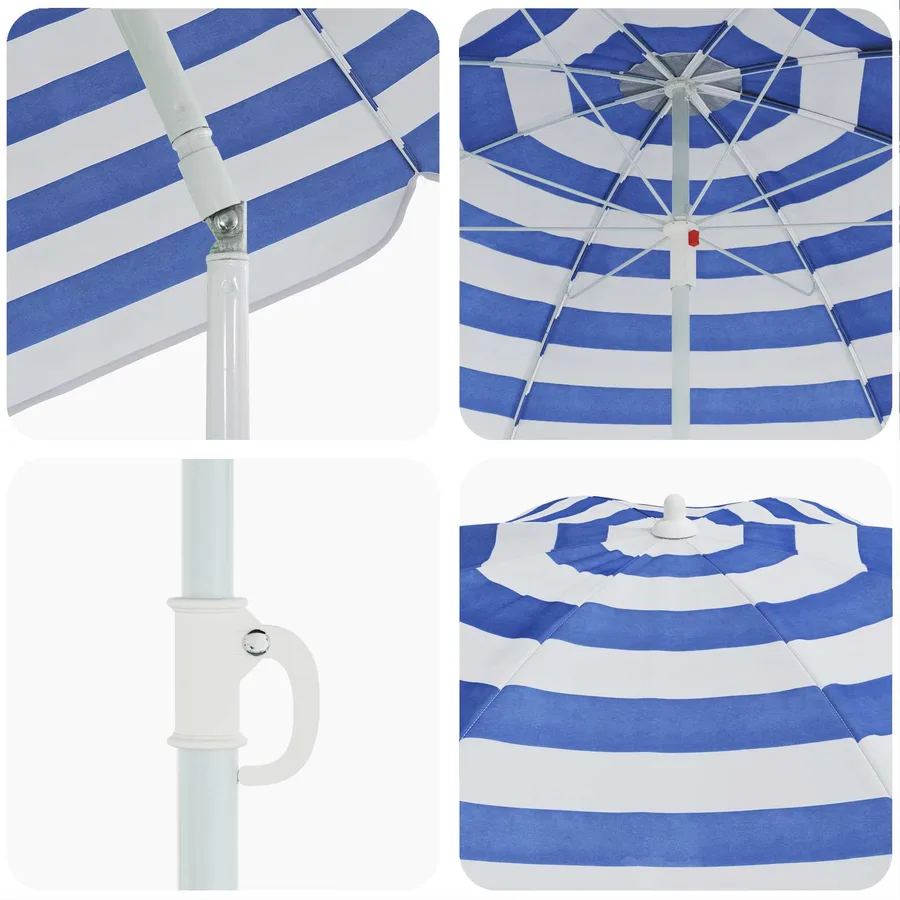 Parasol de jardin polyester 170T Bleu et Blanc - 5