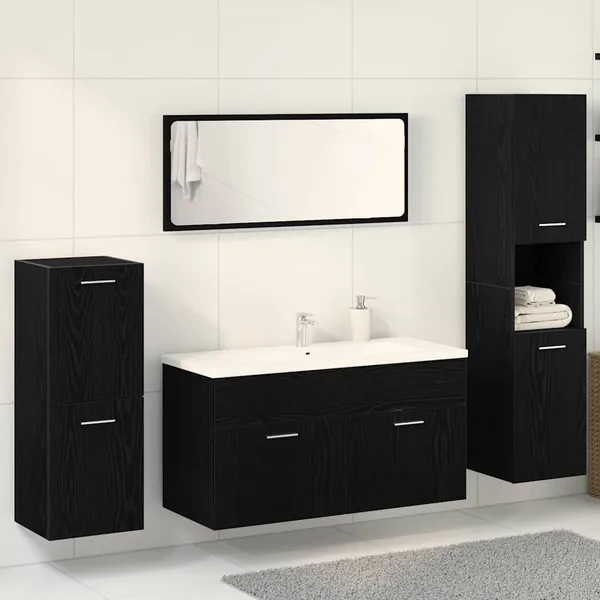 Ensemble de mobilier de salle de bain 4 pcs Chêne noir