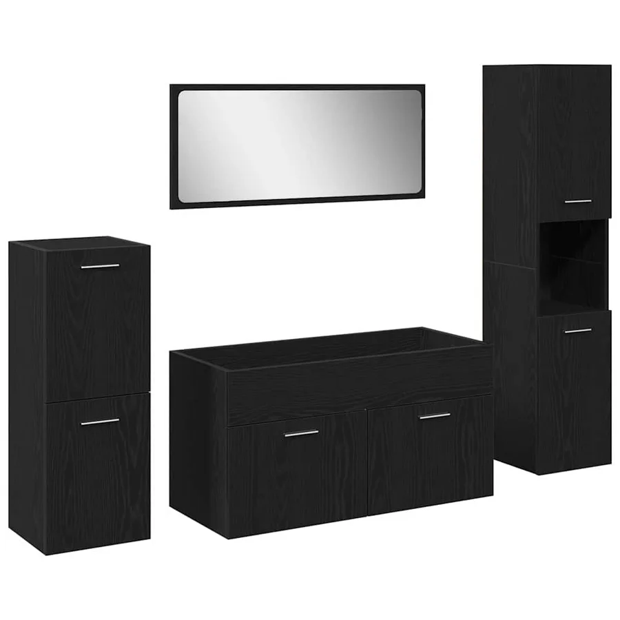 Ensemble de mobilier de salle de bain 4 pcs Chêne noir - 2