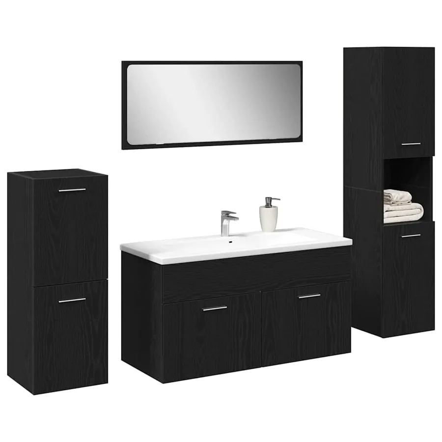 Ensemble de mobilier de salle de bain 4 pcs Chêne noir - 3