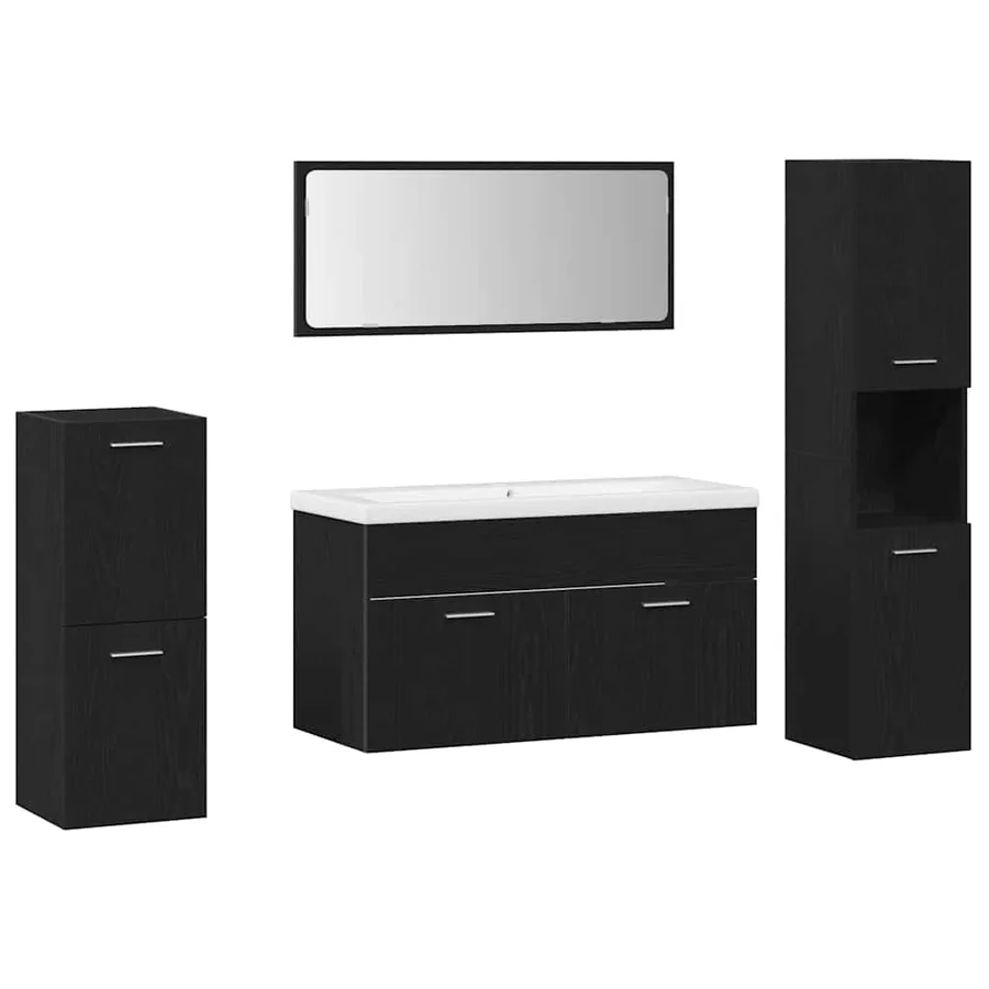 Ensemble de mobilier de salle de bain 5 pcs Chêne noir - 2