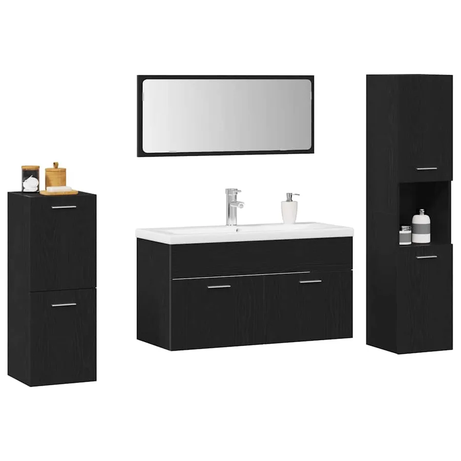 Ensemble de mobilier de salle de bain 5 pcs Chêne noir - 3