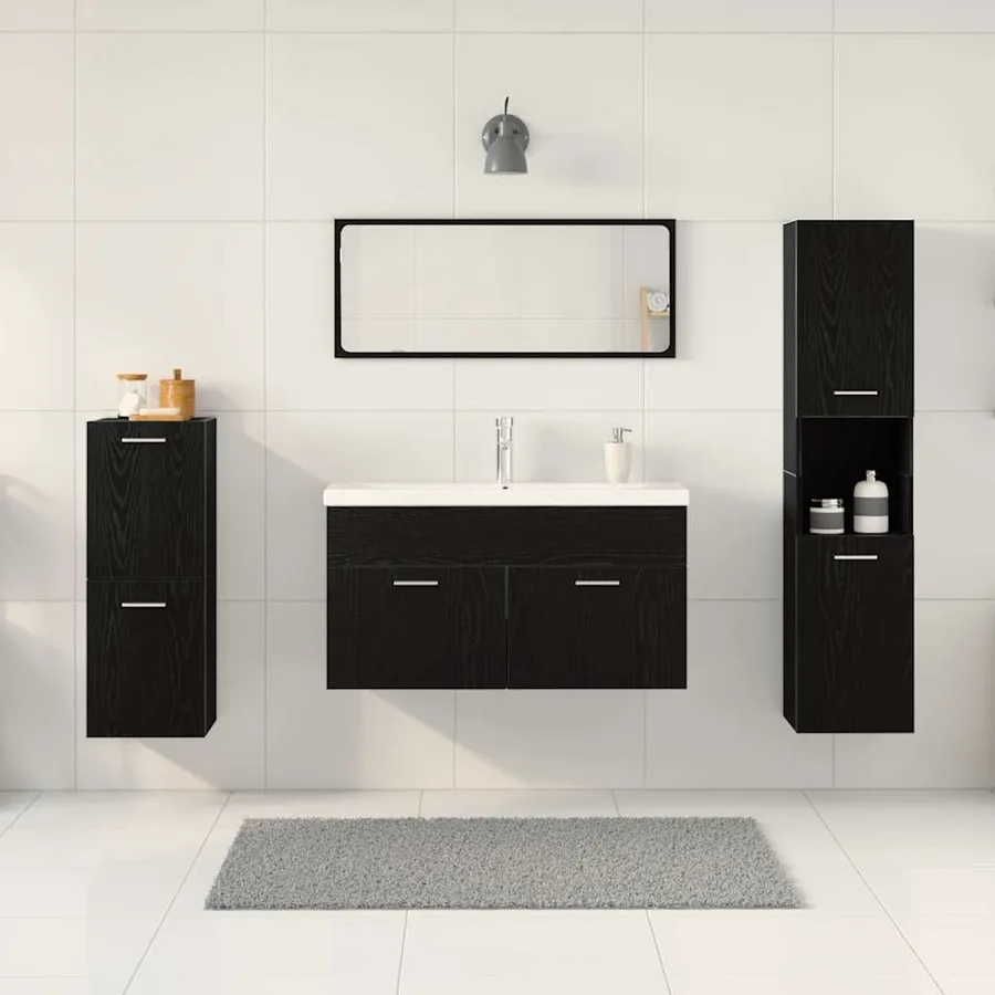 Ensemble de mobilier de salle de bain 5 pcs Chêne noir - 4