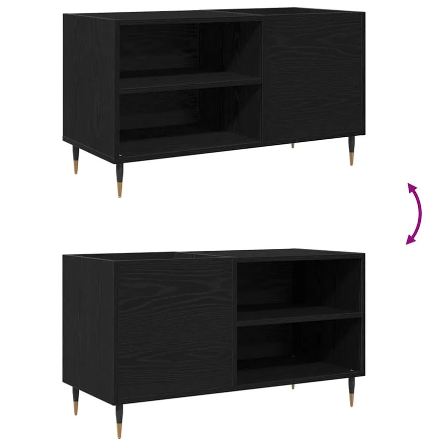 Meuble à vinyles Chêne noir 85 x 38 x 48 cm Bois d'ingénierie - 9