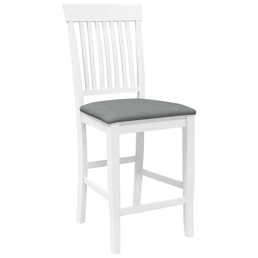 Tabourets de bar avec coussins (lot de 2) en bois massif blanc et caoutchouc - 4