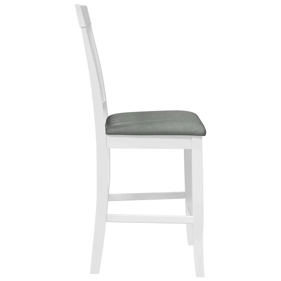 Tabourets de bar avec coussins (lot de 2) en bois massif blanc et caoutchouc - 6