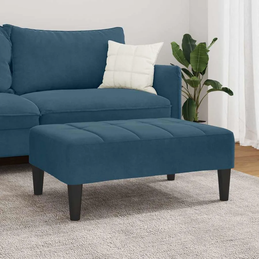 Repose-pied bleu 77x55x31 cm velours - 3