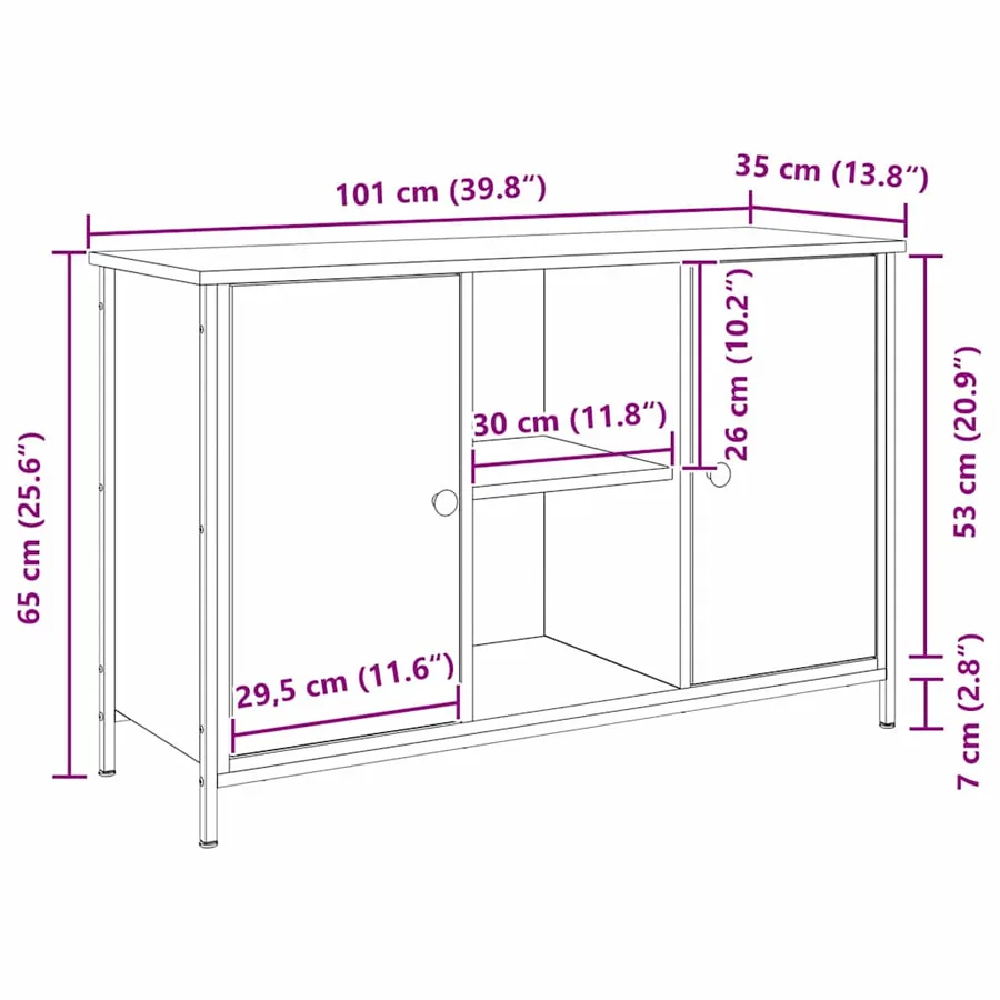 Ensemble meuble TV 101 x 35 x 65 cm Chêne artisanal - 8