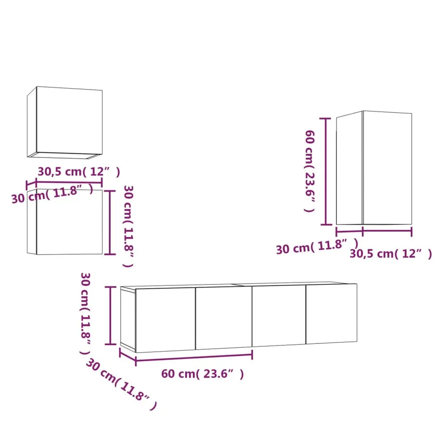 Ensemble de meubles TV 5 pcs Sonoma gris Bois d'ingénierie - 6