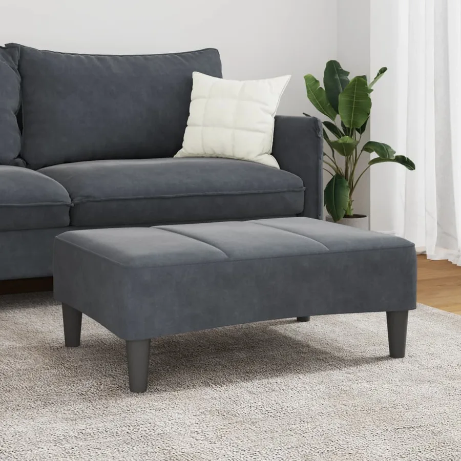 Repose-pied gris foncé 77x55x31 cm velours - 3