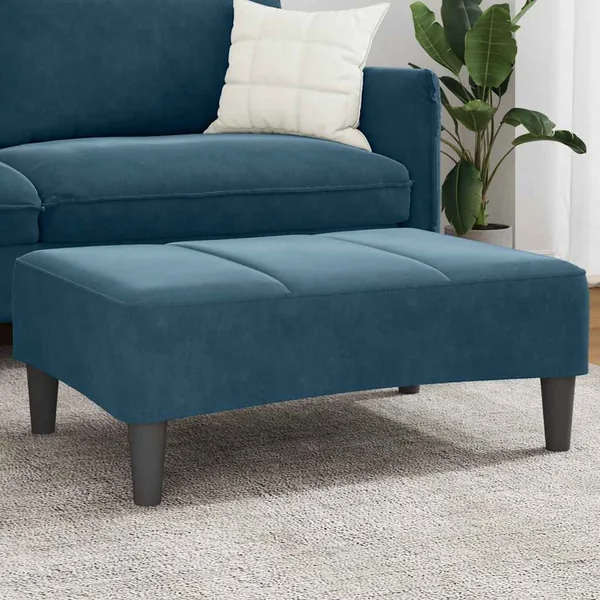 Repose-pied bleu 77x55x31 cm velours