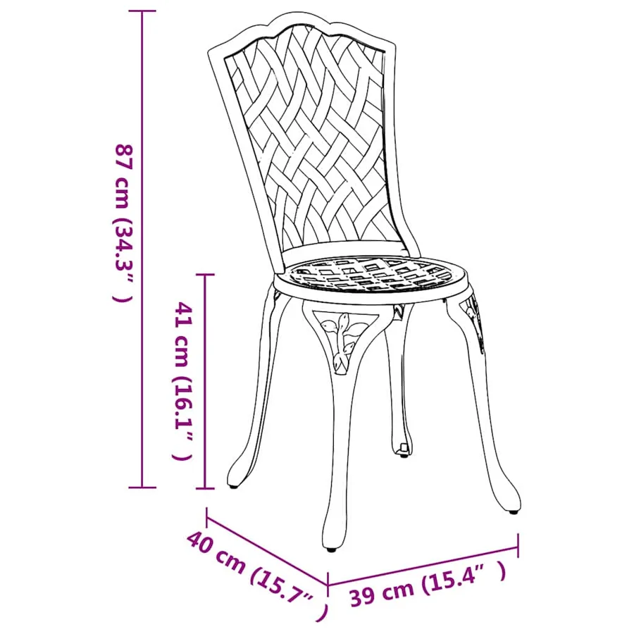 Chaise de jardin 2 pcs Vert 39 x 40 x 87cm Aluminium - 8