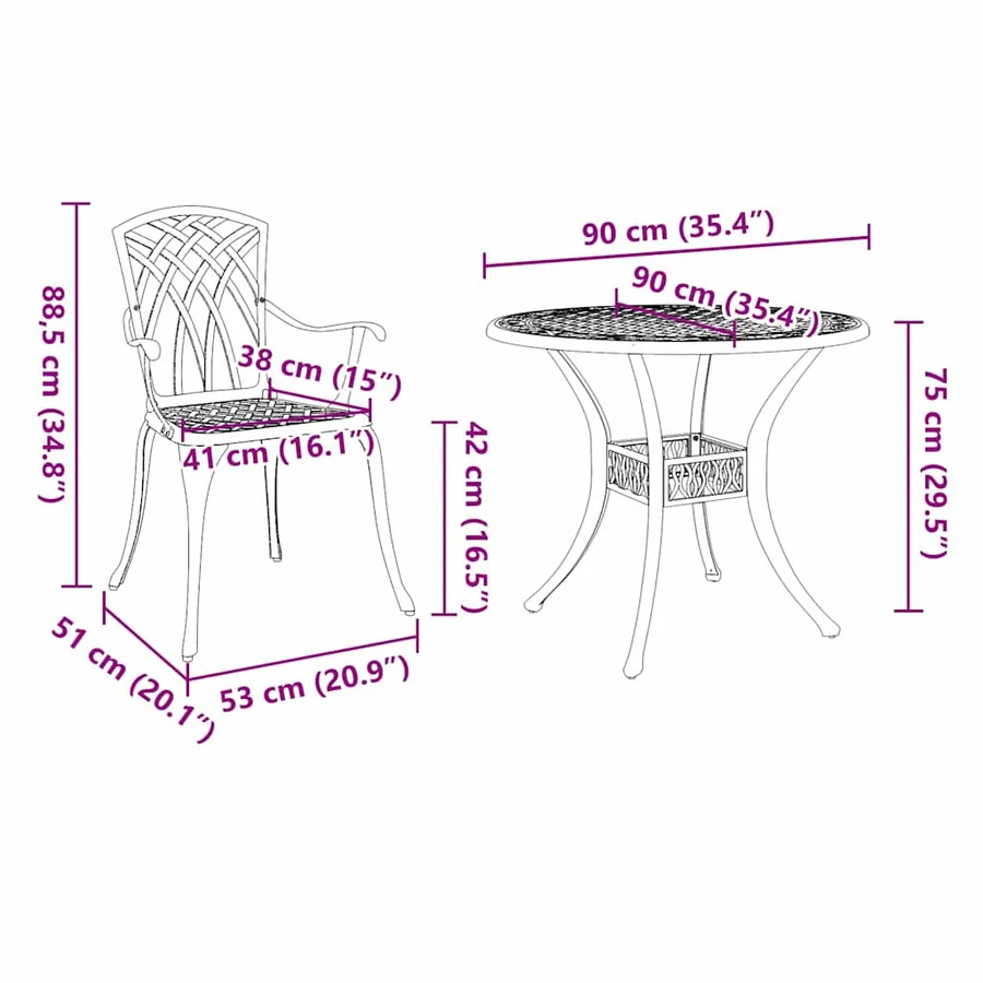 Ensemble de salle à manger pour jardin 7 pcs Vert Aluminium - 13