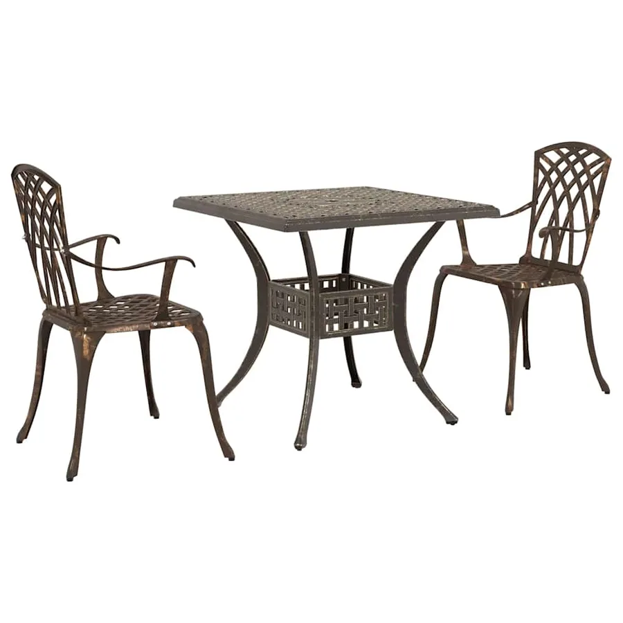 Ensemble de tables de jardin 3 pcs Bronze Aluminium coulé - 2