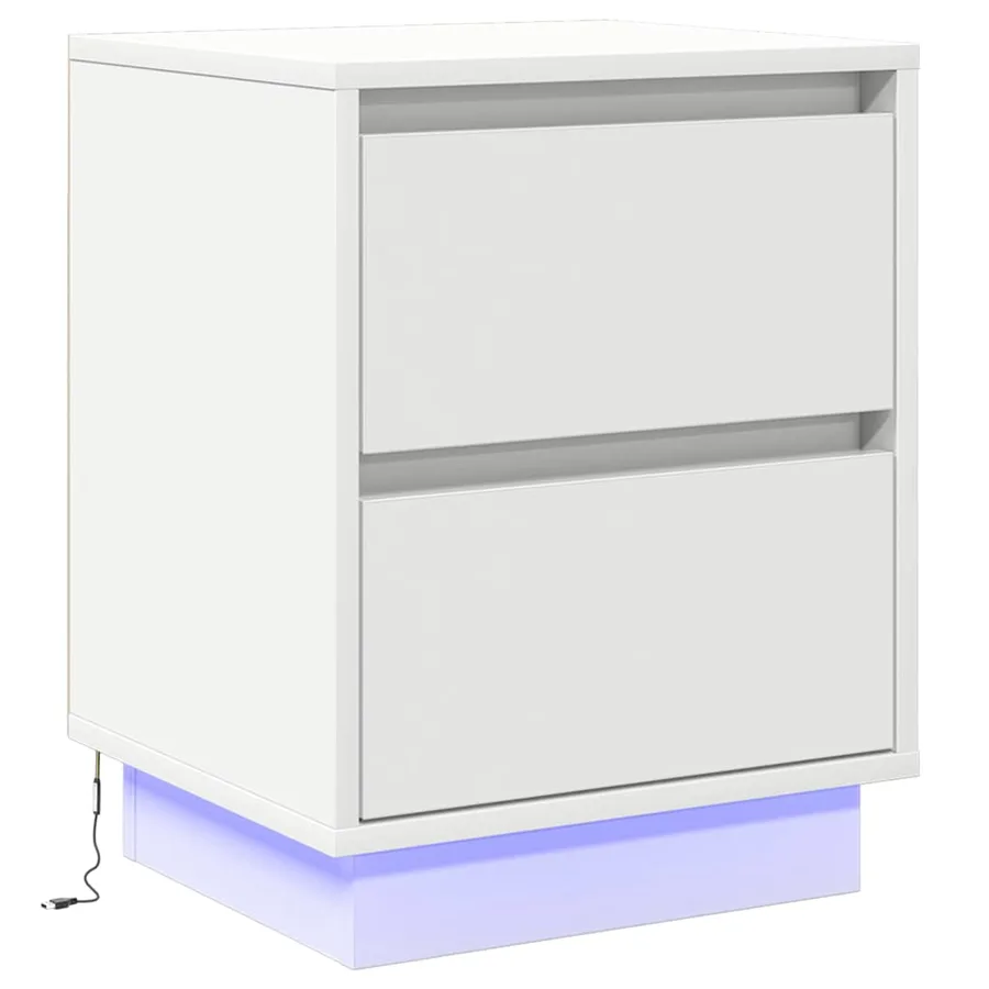 Cabinet de chevet avec tiroir 2 pcs Blanc 39 x 34,5 x 50 cm - 6
