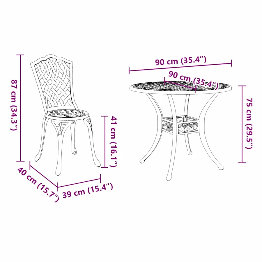 Ensemble de salle à manger pour jardin 7 pcs Blanc Aluminium - 13