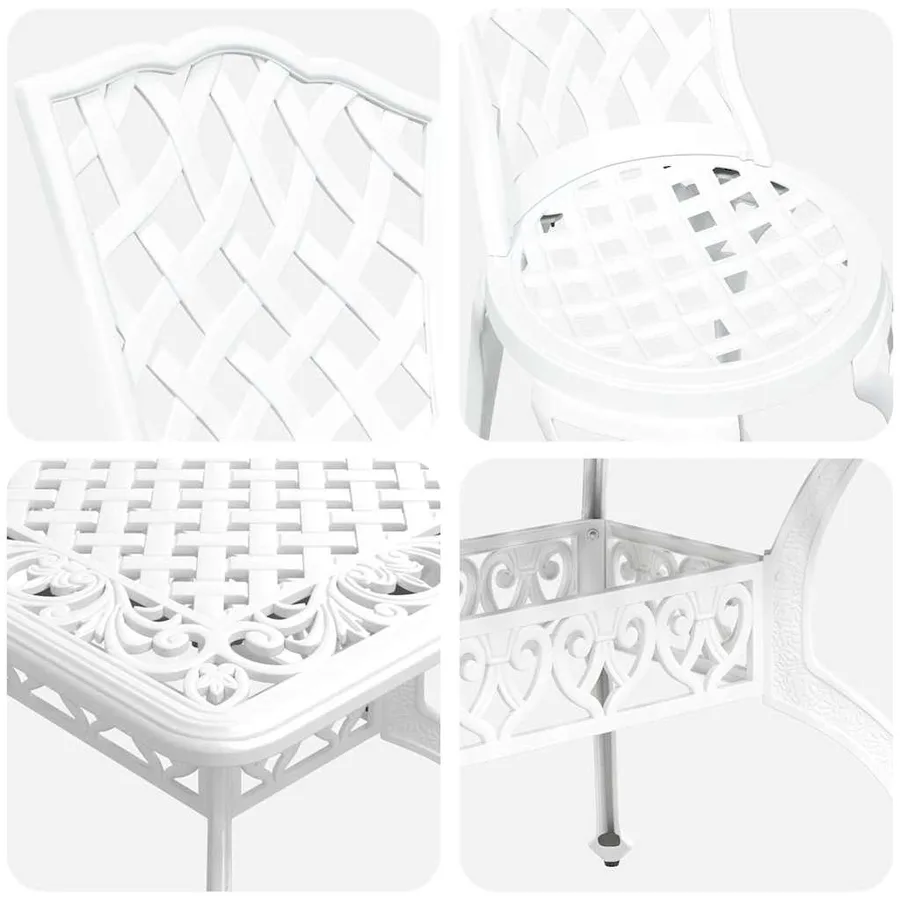 Ensemble de salle à manger pour jardin 5 pcs Blanc Aluminium - 11