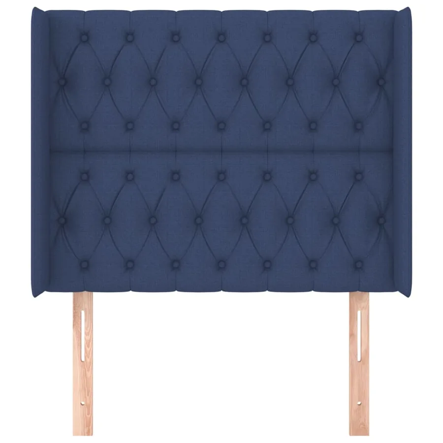 Tête de lit avec oreilles Bleu 103x16x118/128 cm Tissu - 3