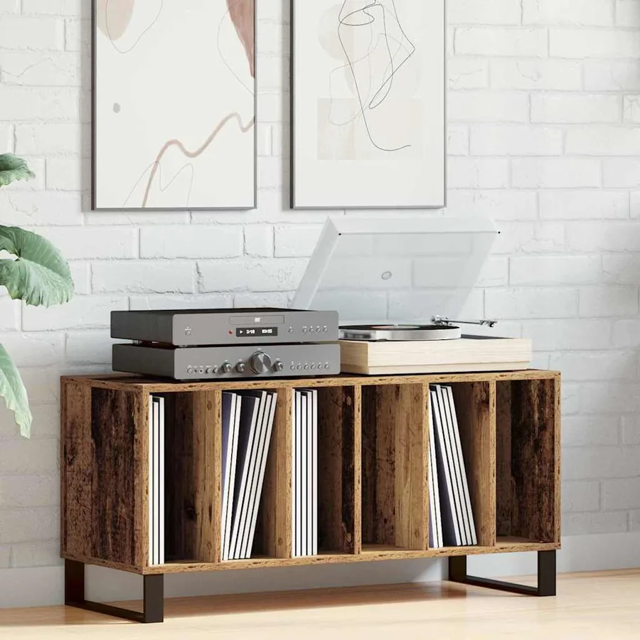 Meuble à vinyles Bois ancien 100 x 38 x 48 cm Bois d'ingénierie
