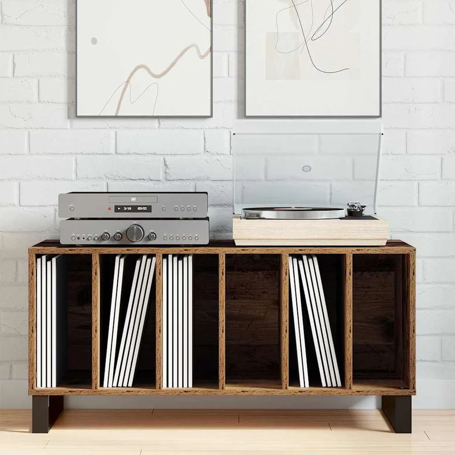 Meuble à vinyles Bois ancien 100 x 38 x 48 cm Bois d'ingénierie - 4