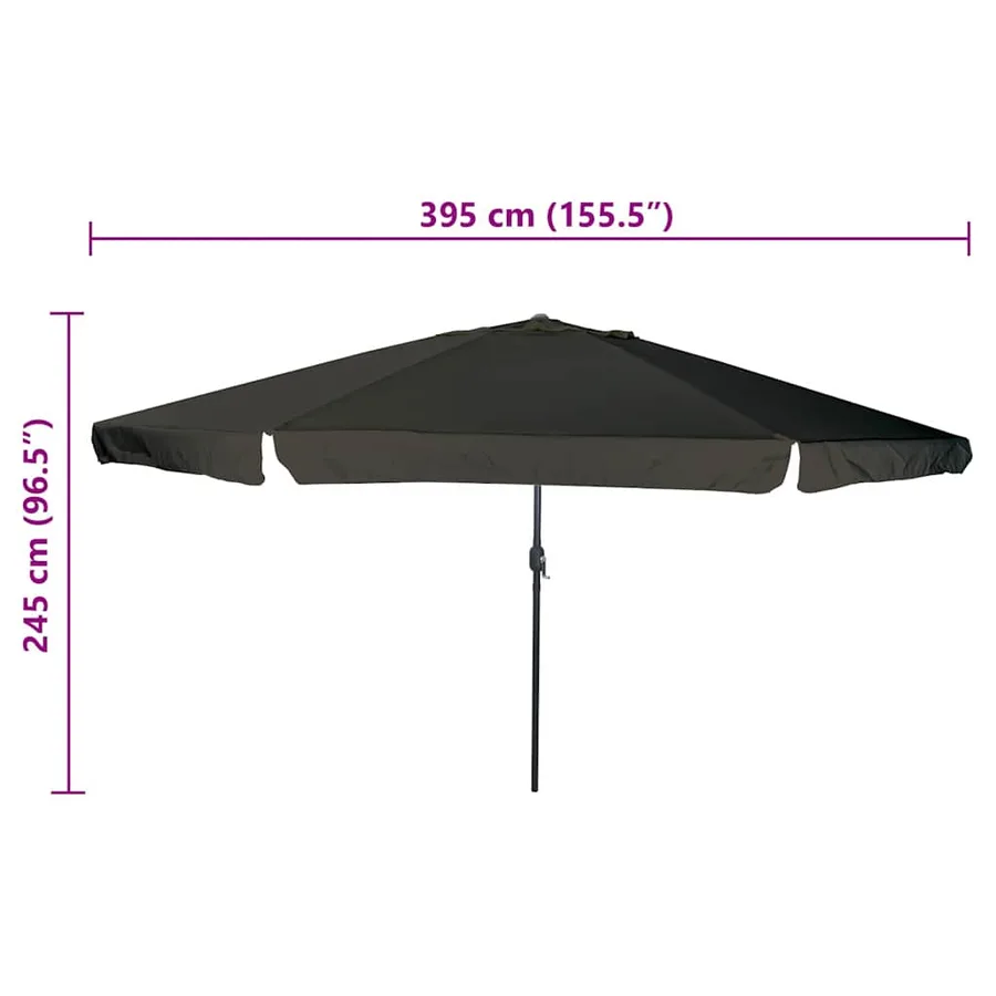 Parasol de jardin Noir 394 x 394 x 248 cm Polyester et Acier - 7