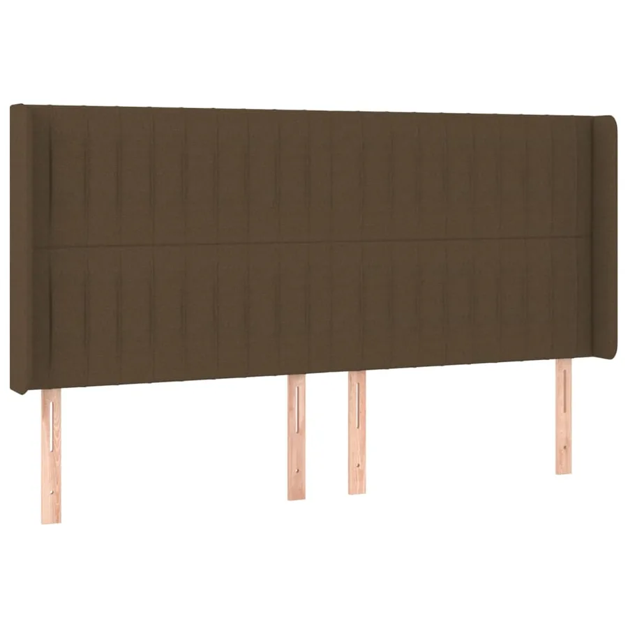 Tête de lit avec oreilles Marron foncé 203x16x118/128 cm Tissu - 2