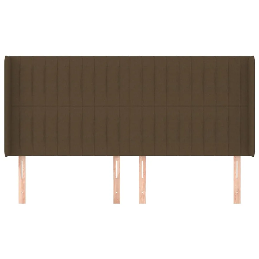 Tête de lit avec oreilles Marron foncé 203x16x118/128 cm Tissu - 3