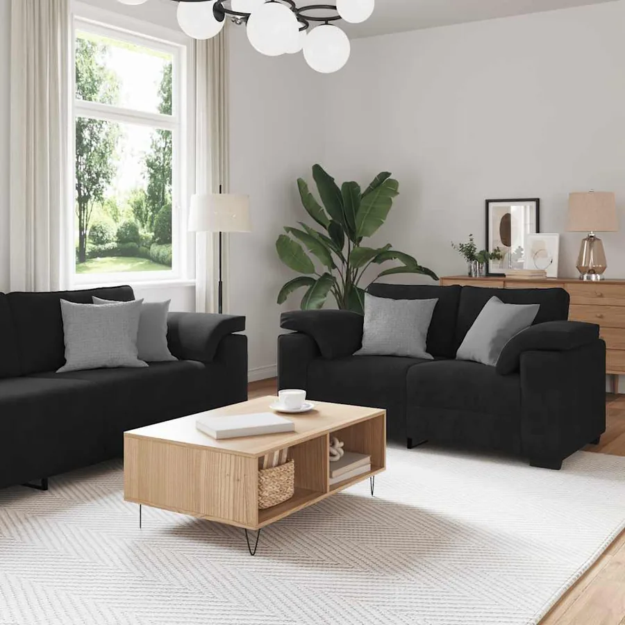 Ensemble de canapés 3 pcs avec coussins Noir Velours