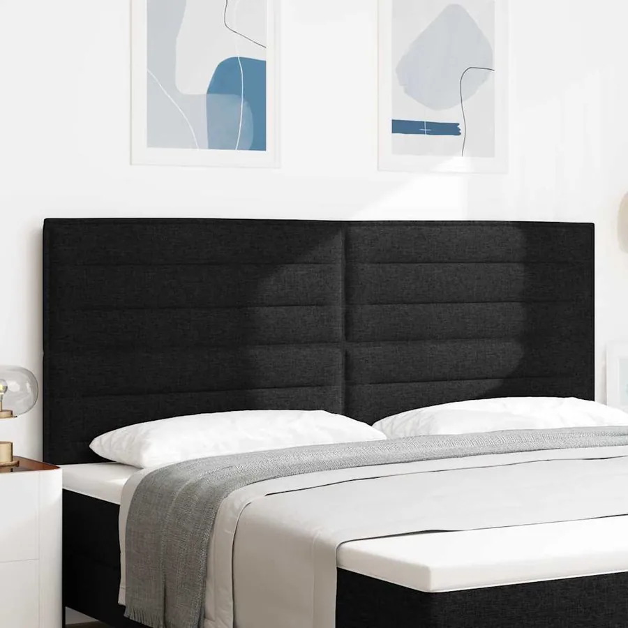 Tête de lit LED avec bandes LED Noir 200 cm tissu