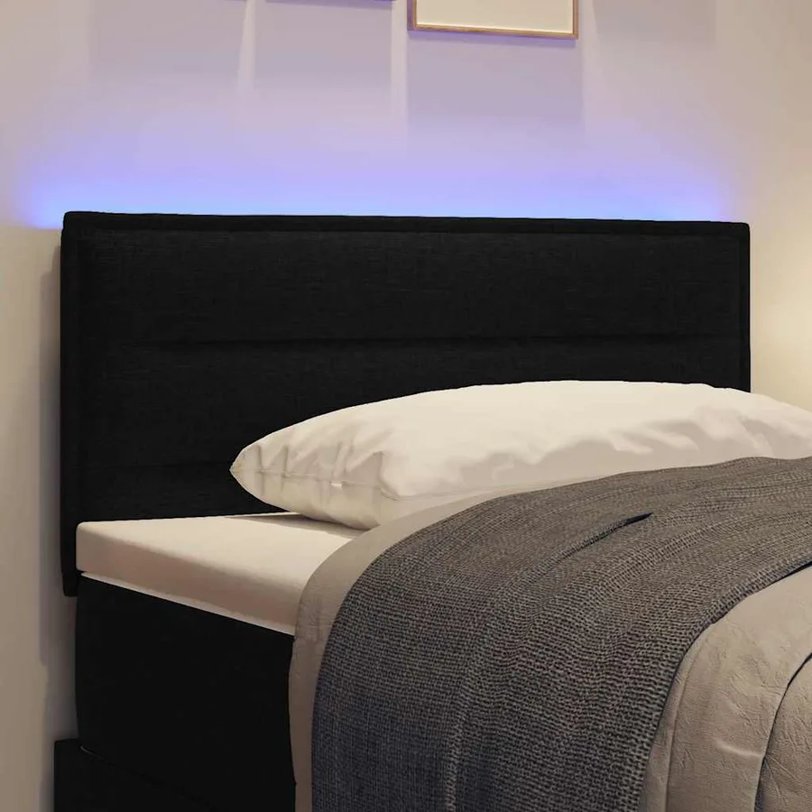 Tête de lit LED avec bandes LED Noir 100 cm tissu - 4