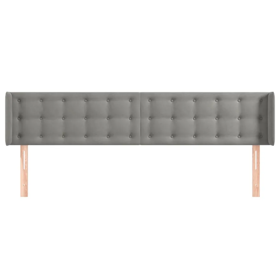 Tête de lit avec oreilles Gris clair 203x16x78/88 cm Velours - 3