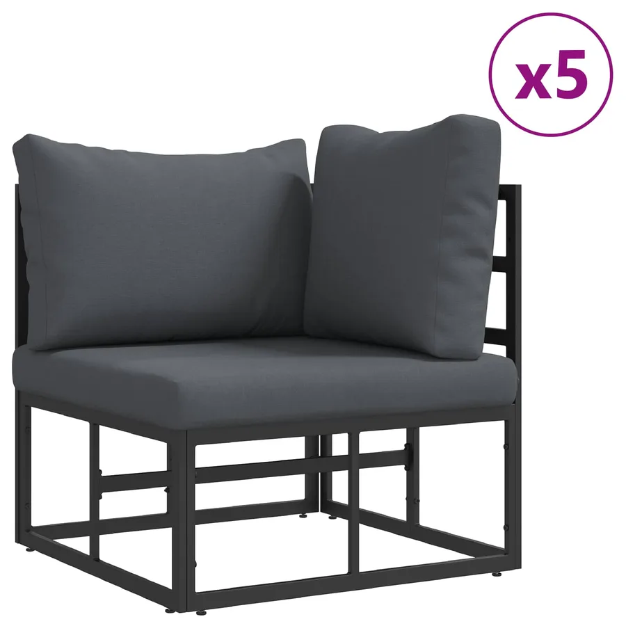 Ensemble de canapé de jardin avec coussin 11 pcs Noir Aluminium - 3