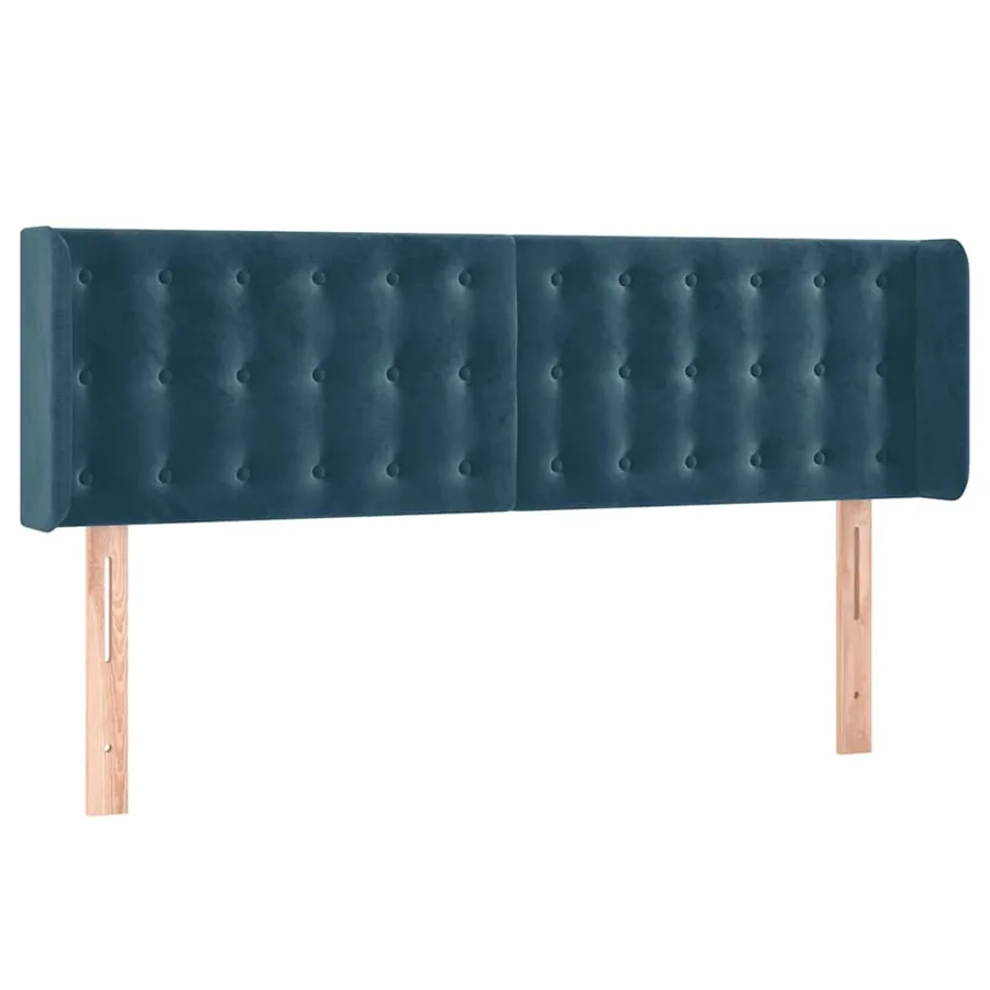 Tête de lit avec oreilles Bleu foncé 147x16x78/88 cm Velours - 2