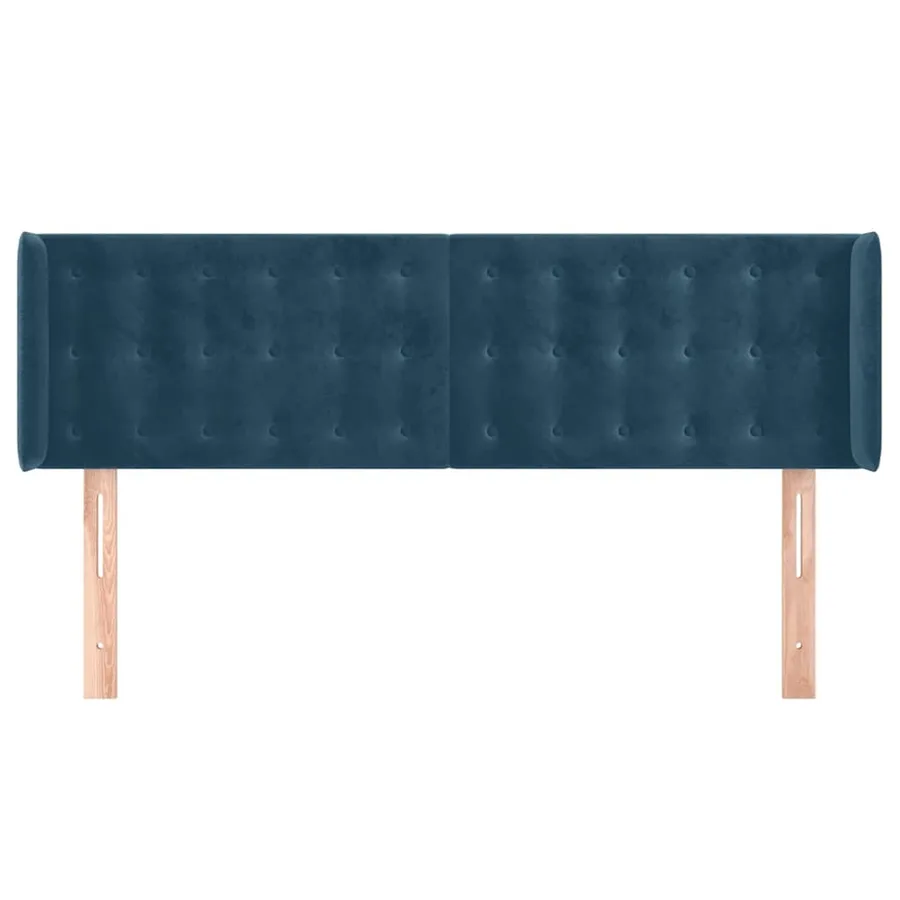 Tête de lit avec oreilles Bleu foncé 147x16x78/88 cm Velours - 3