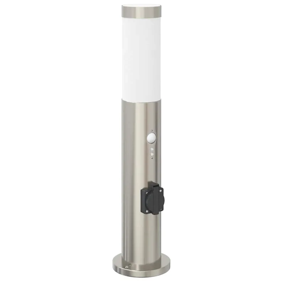 Borne lumineuse avec détecteur et prise 50 cm acier inoxydable IP44 - 2