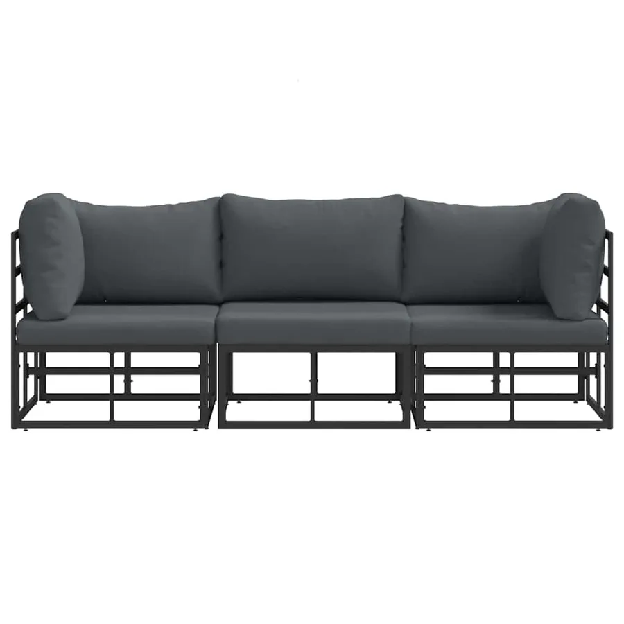 Mobilier de jardin 3 Pièce Noir et anthracite Métal - 5
