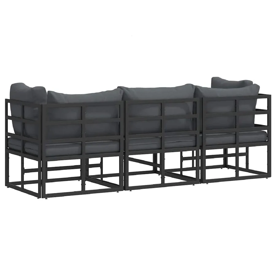 Mobilier de jardin 3 Pièce Noir et anthracite Métal - 7