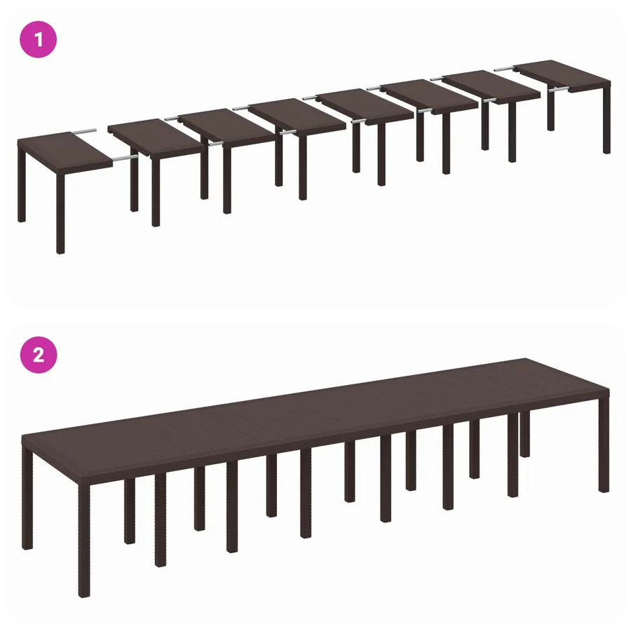 Table de Jardin Marron 400 x 100 x 73 cm polyrotin - 8