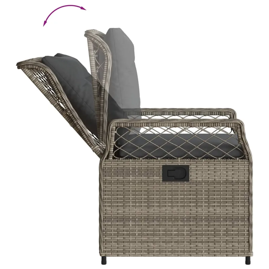 Ensemble à manger de jardin 5 pcs coussins gris résine tressée - 5