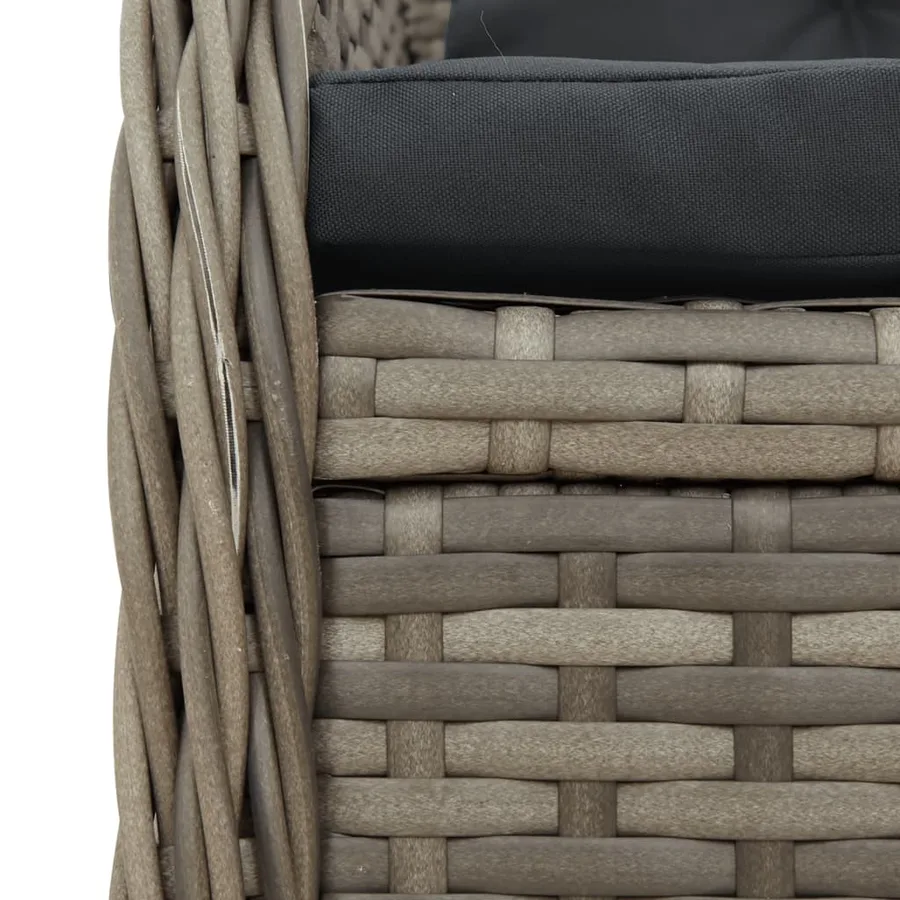 Ensemble à manger de jardin 5 pcs coussins gris résine tressée - 6