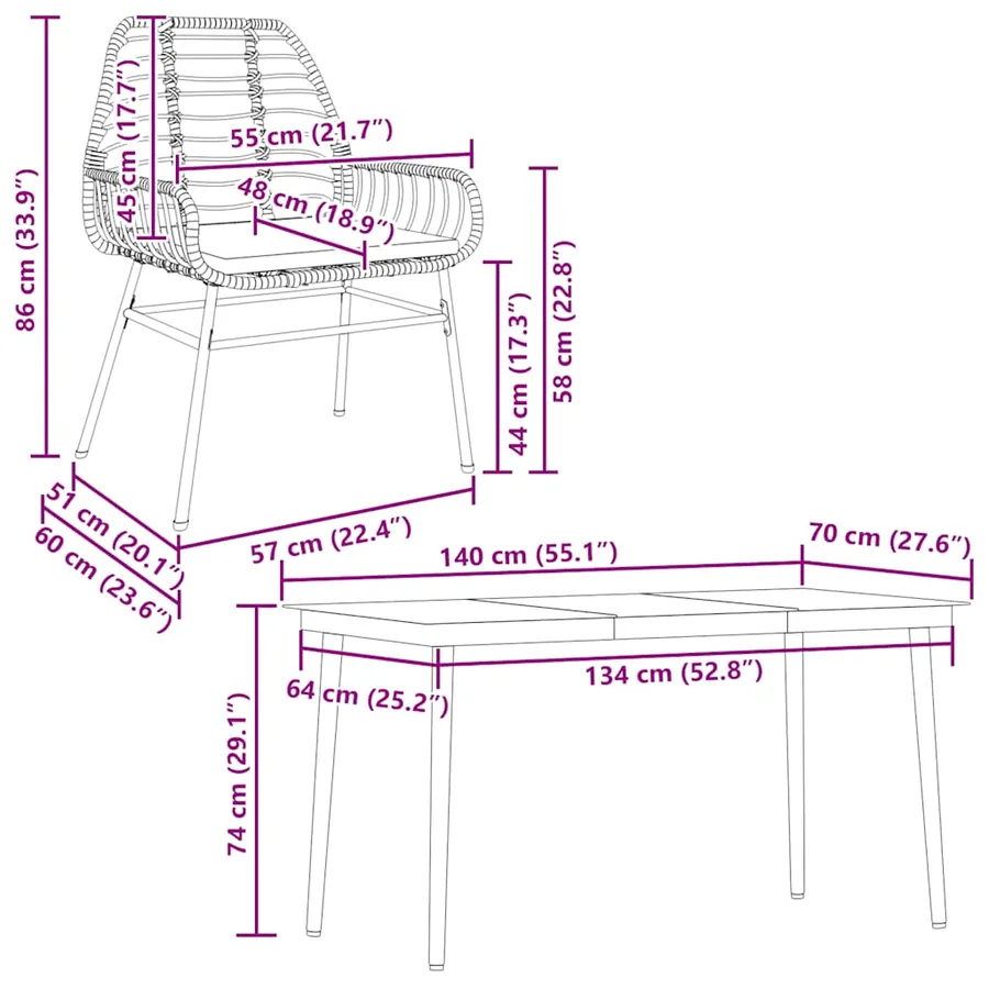 Ensemble à manger de jardin et coussins 5 pcs noir rotin verre - 10