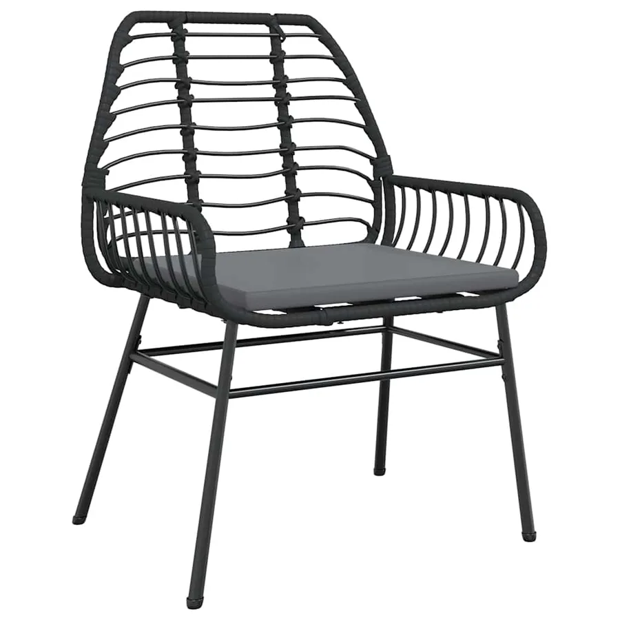 Ensemble à manger de jardin et coussins 5 pcs noir rotin verre - 4