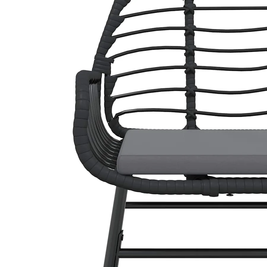 Ensemble à manger de jardin et coussins 5 pcs noir rotin verre - 6