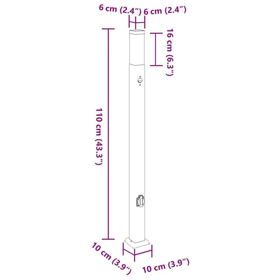 Borne lumineuse avec détecteur et prise 110 cm acier inoxydable IP44 - 13