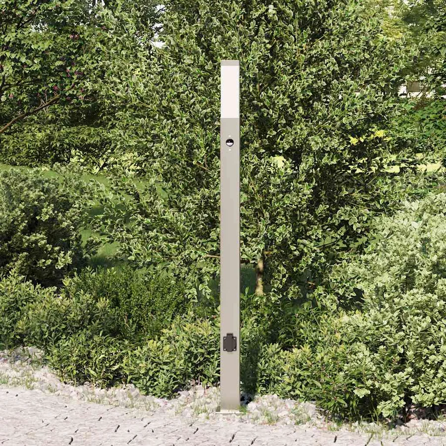 Borne lumineuse avec détecteur et prise 110 cm acier inoxydable IP44 - 3