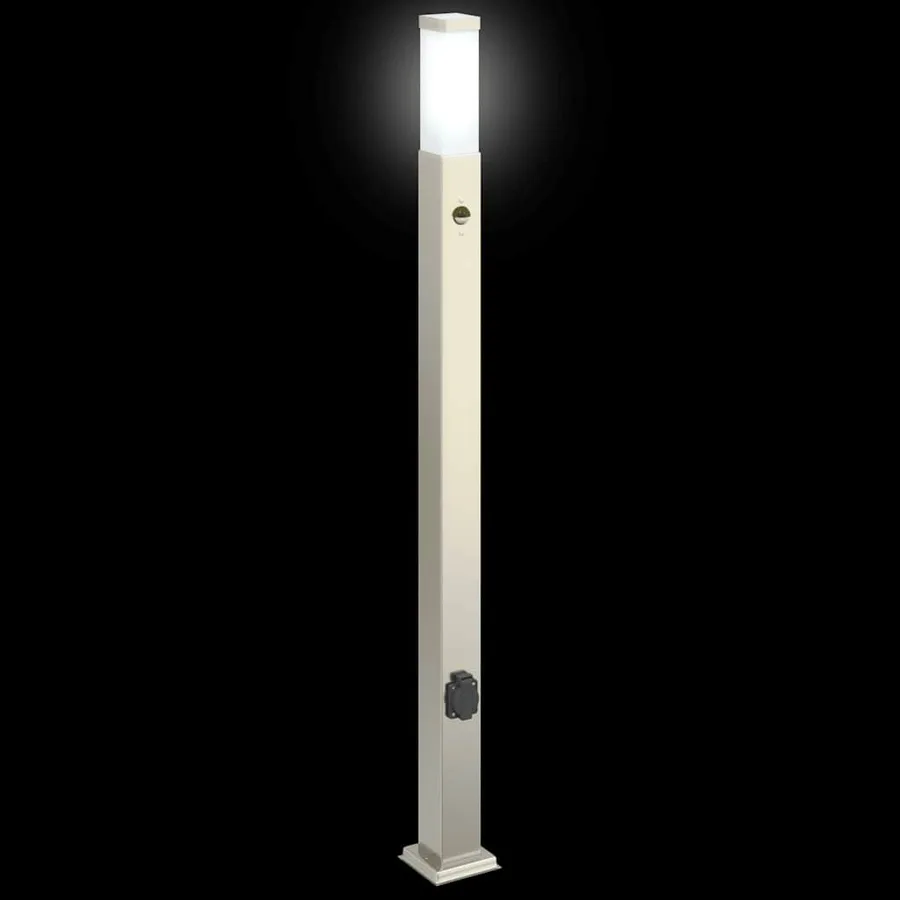 Borne lumineuse avec détecteur et prise 110 cm acier inoxydable IP44 - 6